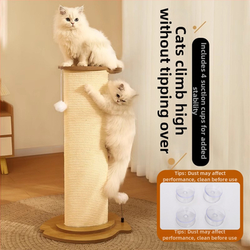 Kaķu skrāpēšanas kolonna ar plāksni, vertikāla sisāla kolonna, integrēta rotaļlieta, izturīga furnētā plāksnes konstrukcija