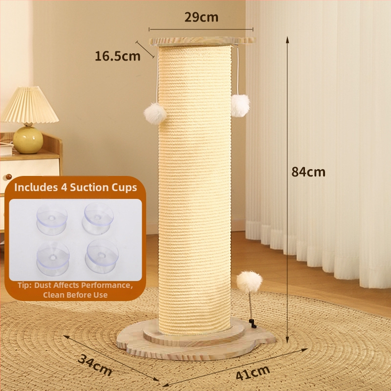 Kaķu skrāpēšanas kolonna ar plāksni, vertikāla sisāla kolonna, integrēta rotaļlieta, izturīga furnētā plāksnes konstrukcija