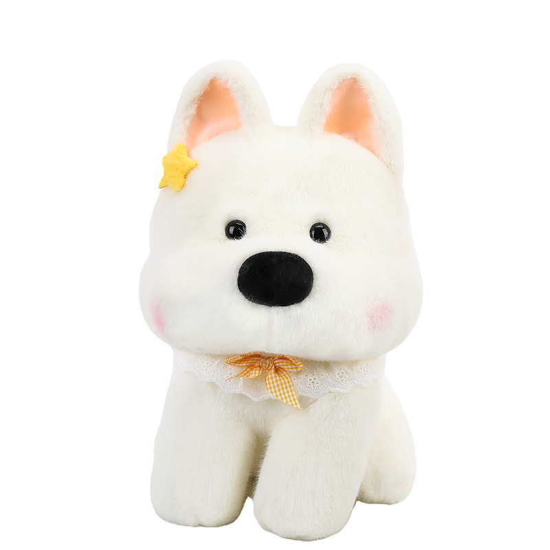 Plišani pas lutka, visokokvalitetni pliš, PP pamuk punjenje, mrežasto pakiranje, prilagođene uzorci