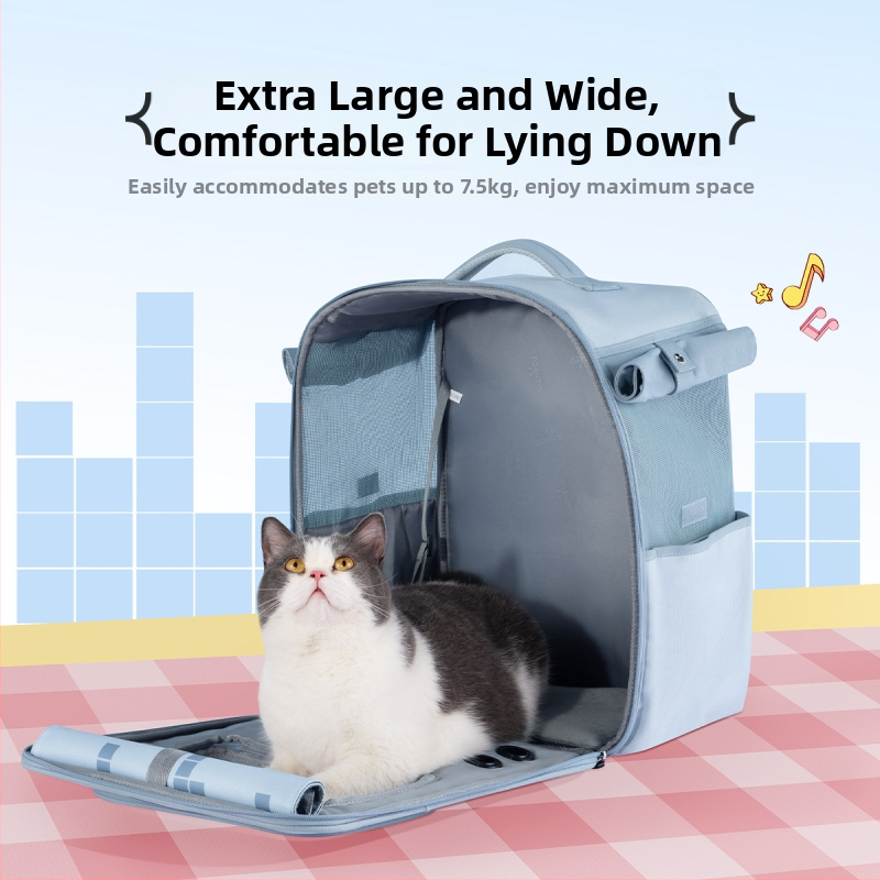 Wakytu katės kuprinė, 900D Oxford audinys, Didelė talpa iki 7,5 kg, Vidutinio kietumo konstrukcija