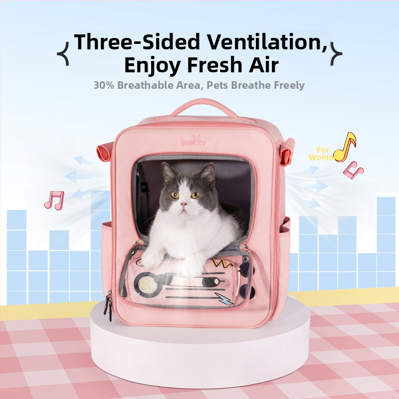 Wakytu katės kuprinė, 900D Oxford audinys, Didelė talpa iki 7,5 kg, Vidutinio kietumo konstrukcija