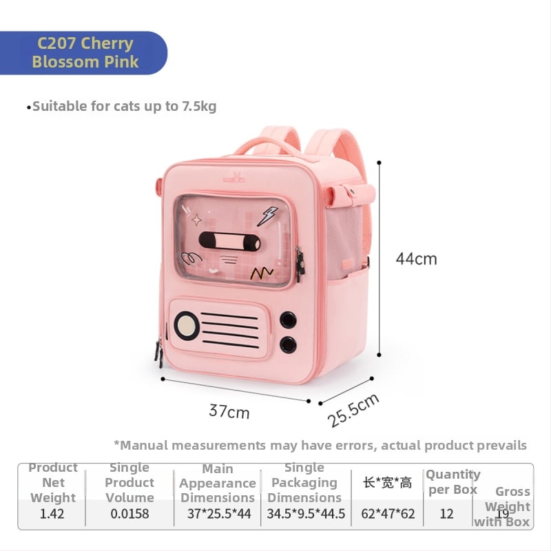 Wakytu katės kuprinė, 900D Oxford audinys, Didelė talpa iki 7,5 kg, Vidutinio kietumo konstrukcija