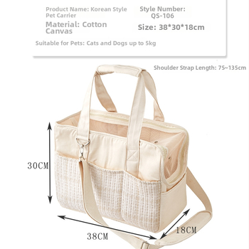 Korejos stiliaus kanvosinė pet maišelis su pečių juosta — vidaus gyvūnams, vieno spalvos raštas, vidutinio minkštumo kietumas