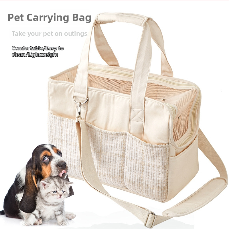 Korejos stiliaus kanvosinė pet maišelis su pečių juosta — vidaus gyvūnams, vieno spalvos raštas, vidutinio minkštumo kietumas