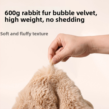 Ovālas formas mājdzīvnieku guļammaiss no bubble rabbit velvet ar PP kokvilnas pildījumu - daļēji slēgta, mīksta, silta un elpojoša kaķiem