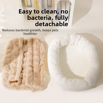Ovālas formas mājdzīvnieku guļammaiss no bubble rabbit velvet ar PP kokvilnas pildījumu - daļēji slēgta, mīksta, silta un elpojoša kaķiem