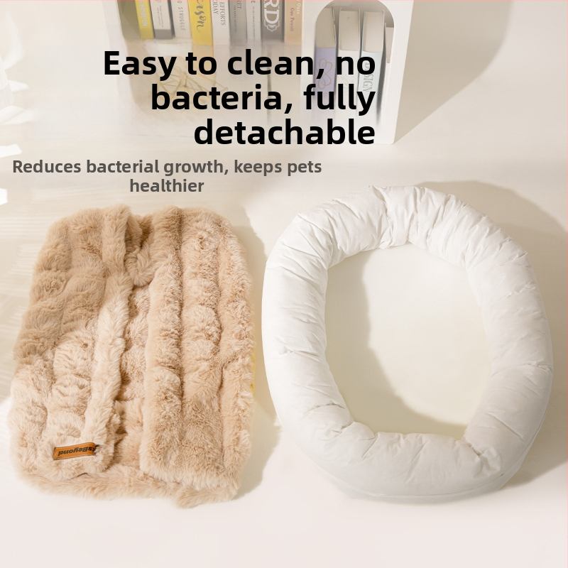 Ovālas formas mājdzīvnieku guļammaiss no bubble rabbit velvet ar PP kokvilnas pildījumu - daļēji slēgta, mīksta, silta un elpojoša kaķiem