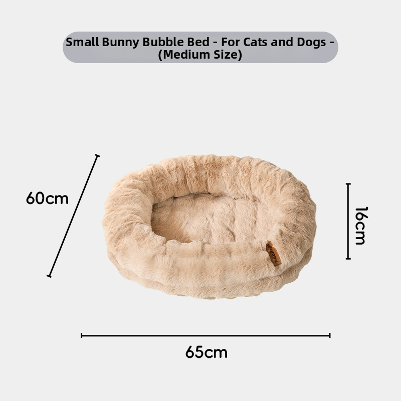 Ovālas formas mājdzīvnieku guļammaiss no bubble rabbit velvet ar PP kokvilnas pildījumu - daļēji slēgta, mīksta, silta un elpojoša kaķiem