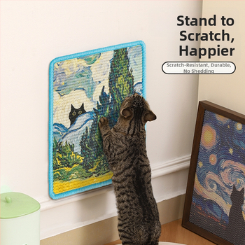 Kaķu skrāpēšanas dēlis no sisala – sienas uzstādāms, izturīgs pret nodilumu, bez šķembām, japāņu stils