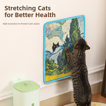 Kaķu skrāpēšanas dēlis no sisala – sienas uzstādāms, izturīgs pret nodilumu, bez šķembām, japāņu stils