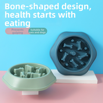 Bei Mu Ge PP suņa bļoda ar pret aizrīšanos un pret izplūdi, kaula formas lēnas ēdināšanas bļoda (viena bļoda)
