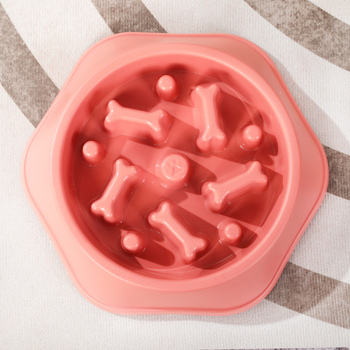 Bei Mu Ge PP suņa bļoda ar pret aizrīšanos un pret izplūdi, kaula formas lēnas ēdināšanas bļoda (viena bļoda)