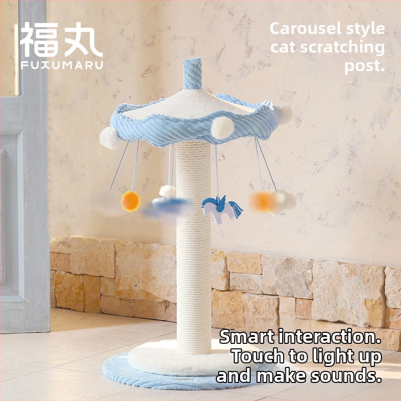 Fumaru katės kopimo rėmas su vertikaliu įbrėžimo stulpu — medžiaga: corduroy, kraft popieriaus virvė, popieriaus vamzdelis; mielas stilius