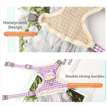 Katės pavadėlio ir apykaklės rinkinys, drobė, ištraukiamas, reguliuojamas