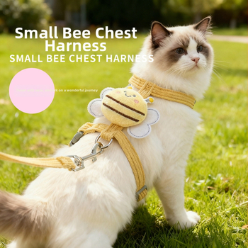 Katės liemenė su pavadėliu, I formos dizainas, anti pabėgimo funkcija, poliesteris