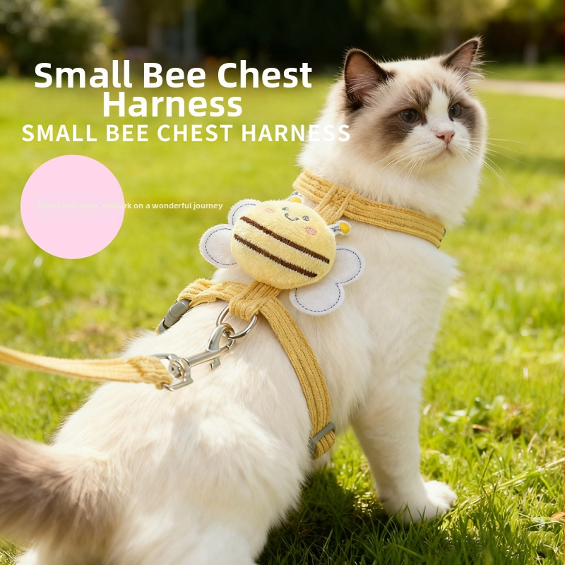 Katės liemenė su pavadėliu, I formos dizainas, anti pabėgimo funkcija, poliesteris