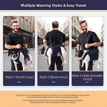 Kelioninė kuprinė šunims ir katėms su cross-body diržu, Oxford audinys, vieno atspalvio dizainas, vidutinio kietumo