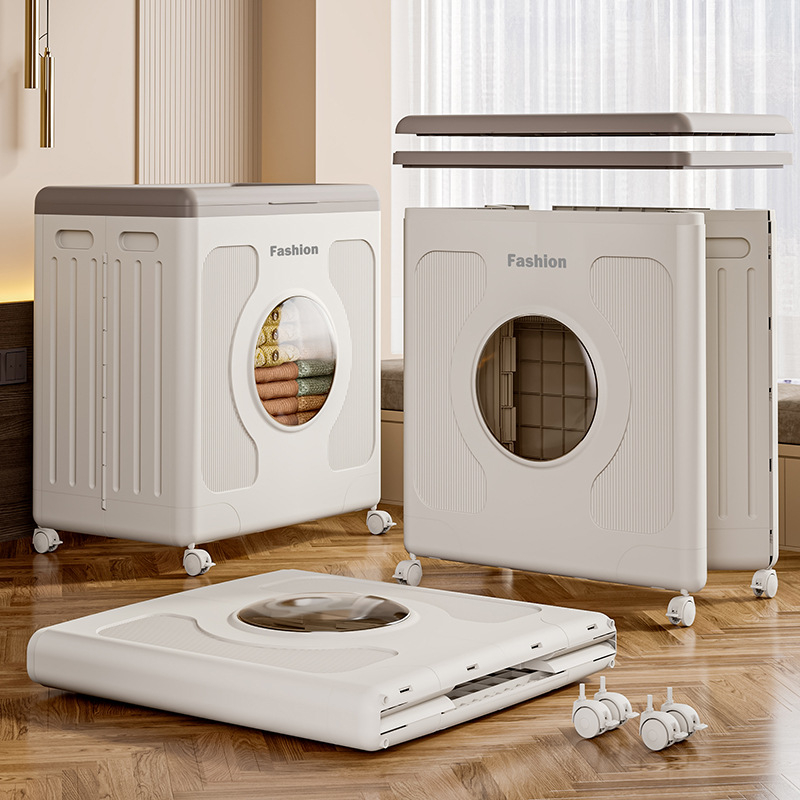 Skladací úložný box na oblečenie, s kolieskami, objem 150–200 L, odolný voči prachu a vlhkosti, viacúčelový