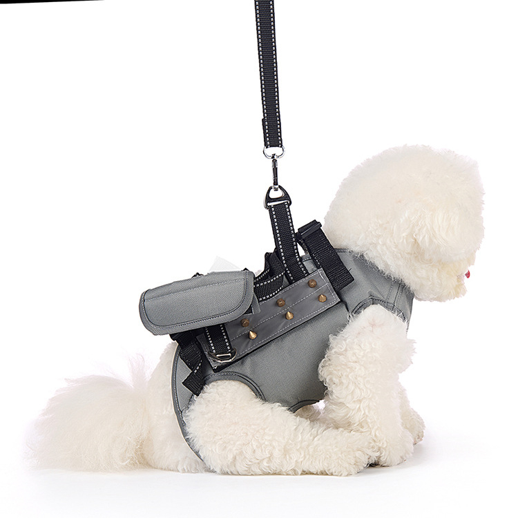 Kis- és közepes méretű kutyák számára készült hám, anti-harapás és anti-szakadás védelemmel, poliészter