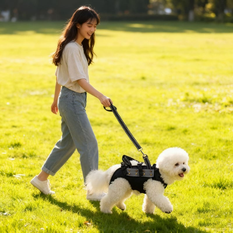 Kis- és közepes méretű kutyák számára készült hám, anti-harapás és anti-szakadás védelemmel, poliészter