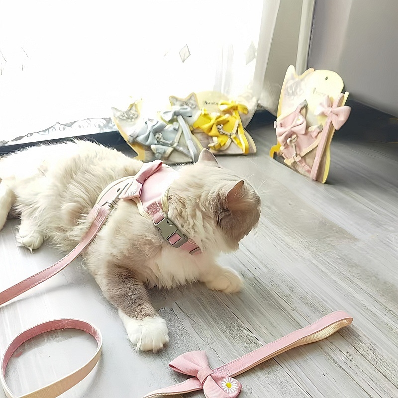 PALSWOW katės harnasas su pavadėliu, drobė, 100 vienetų, skirtos katėms