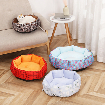 Augintinių lizdas – apvalus šiltas guolys šunims iš megztos medžiagos; prekė Delicious, kilmė Zhejiang (Medžiaga: megztas audinys; Kategorija: augintinių lizdas; Skirta: šunims; Kilmė: Zhejiang)