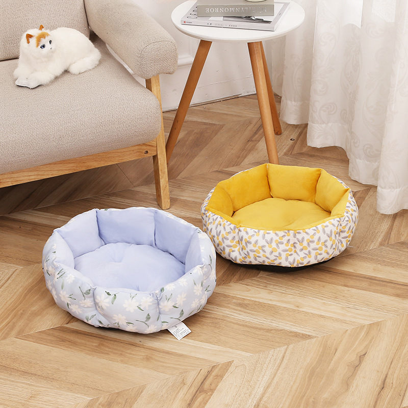 Augintinių lizdas – apvalus šiltas guolys šunims iš megztos medžiagos; prekė Delicious, kilmė Zhejiang (Medžiaga: megztas audinys; Kategorija: augintinių lizdas; Skirta: šunims; Kilmė: Zhejiang)