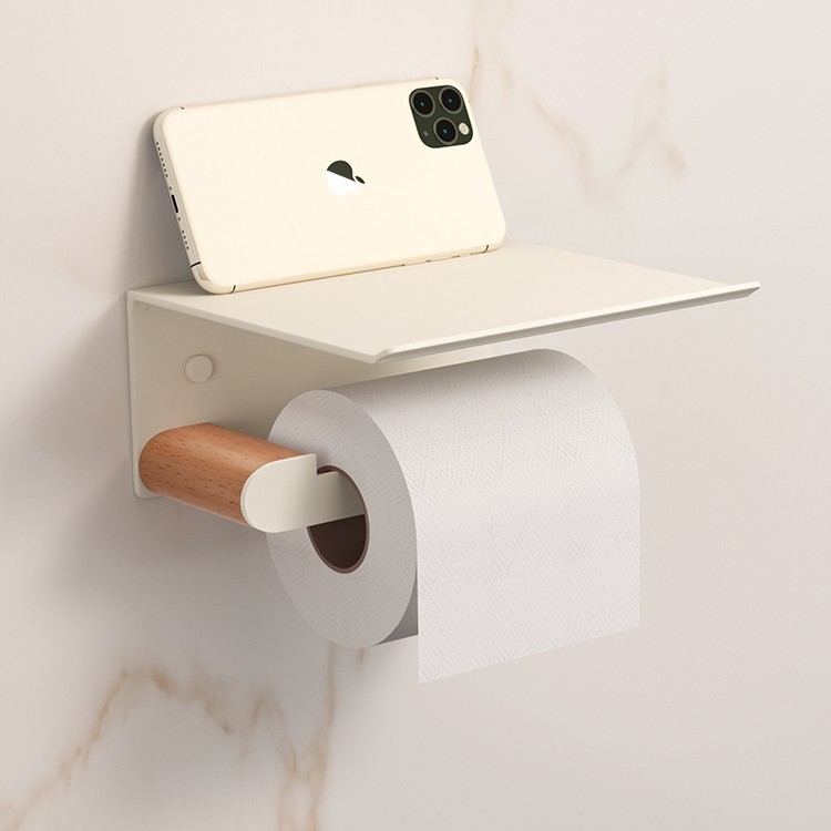 Raft de baie montat pe perete, cu două niveluri și suport pentru prosoape, aliaj de aluminiu, montaj fără găuri, depozitare și organizare