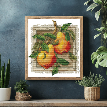 Комплект за кръстат бод - Мотив круша, плат 11CT, Бродерия за дневната