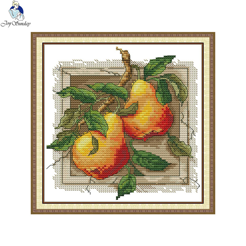 Комплект за кръстат бод - Мотив круша, плат 11CT, Бродерия за дневната