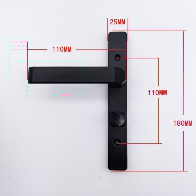 Dzelzs vannasistabas durvju atslēga ar rokturi, modelis 25, šaura mala, pilnīgi uzklāta, mūsdienīgs minimālisms