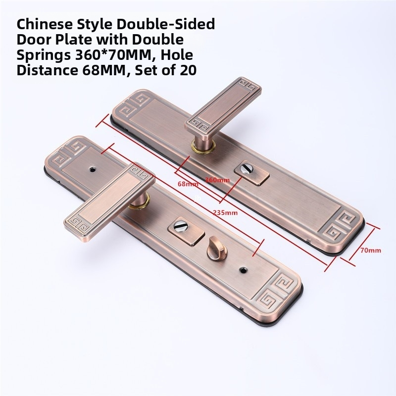 Durvju roktura slēdzene pret zādzībām ar biezāku paneli, retro ķīniešu stila, dzelzs korpuss, regulējama kreisā-labā puse, piemērota vienu vai divām durvīm