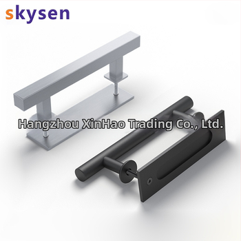 Šarų durų rankenėlė, dvipusė, iš nerūdijančio plieno 304 ir anglies plieno, paviršius: elektrostatinis purškimas ir vielinės tekstūros, skirtas slankiosioms durims