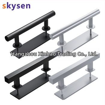 Šarų durų rankenėlė, dvipusė, iš nerūdijančio plieno 304 ir anglies plieno, paviršius: elektrostatinis purškimas ir vielinės tekstūros, skirtas slankiosioms durims