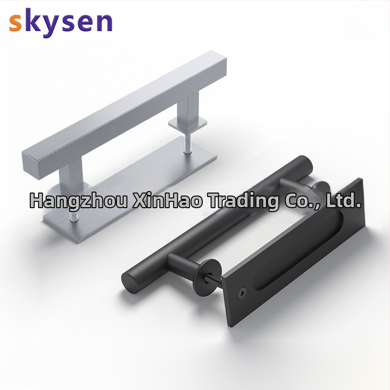 Šarų durų rankenėlė, dvipusė, iš nerūdijančio plieno 304 ir anglies plieno, paviršius: elektrostatinis purškimas ir vielinės tekstūros, skirtas slankiosioms durims