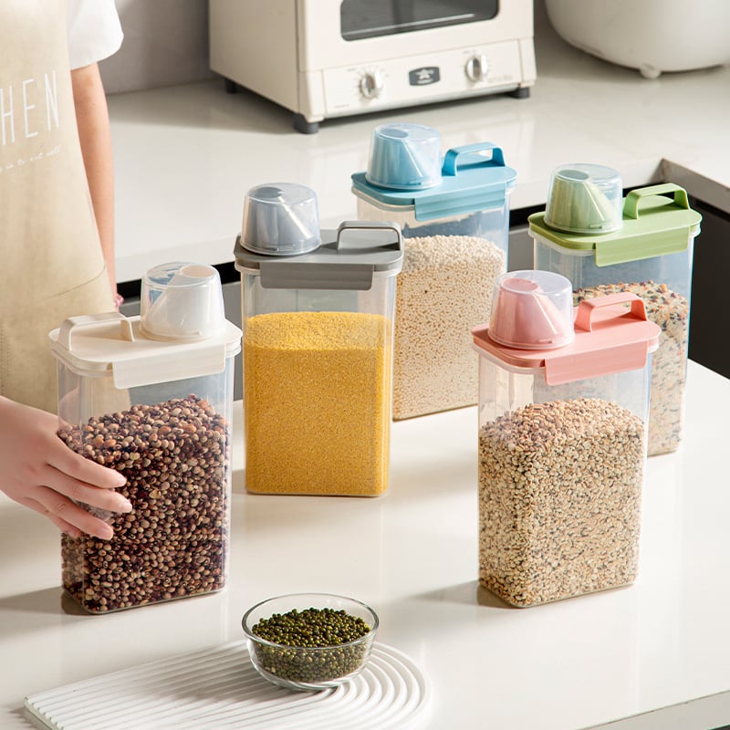 Japonijos stiliaus ryžių laikymo kibiras, atsparus drėgmei ir kenkėjams, iš PP plastiko, talpa iki 4 l.