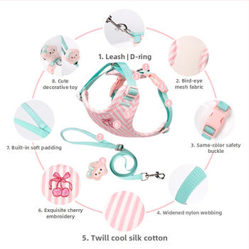 Krūtinės diržo šunų harnesas - mielas ir švelnus stilius, audinys, prekės ženklas Duomao, neelastingas