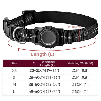AirTag šunų antkaklis su atšvaitiniu vandeniui atspariu skaidriu dangteliu – dryžuotas raštas, medžiaga: nailonas+ABS+TPU, universalus suderinamumas, visoms sezonoms, laisvalaikio stilius