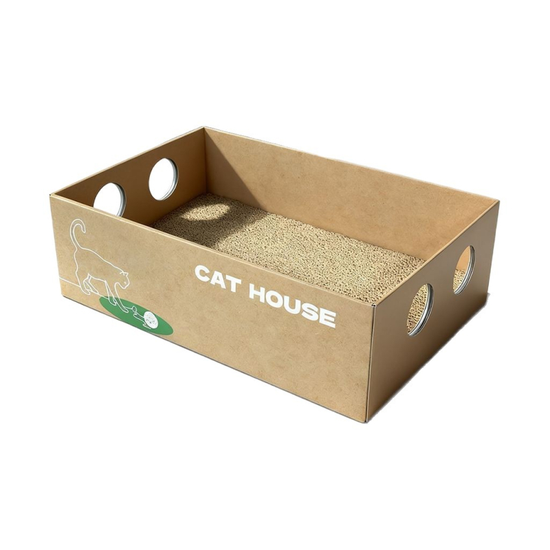 DAMAII Kaķu skrāpēšanas dēlis – karikatūras stils, viļņots kartons, nomaināmais loks, atvieglojums garlaicībai