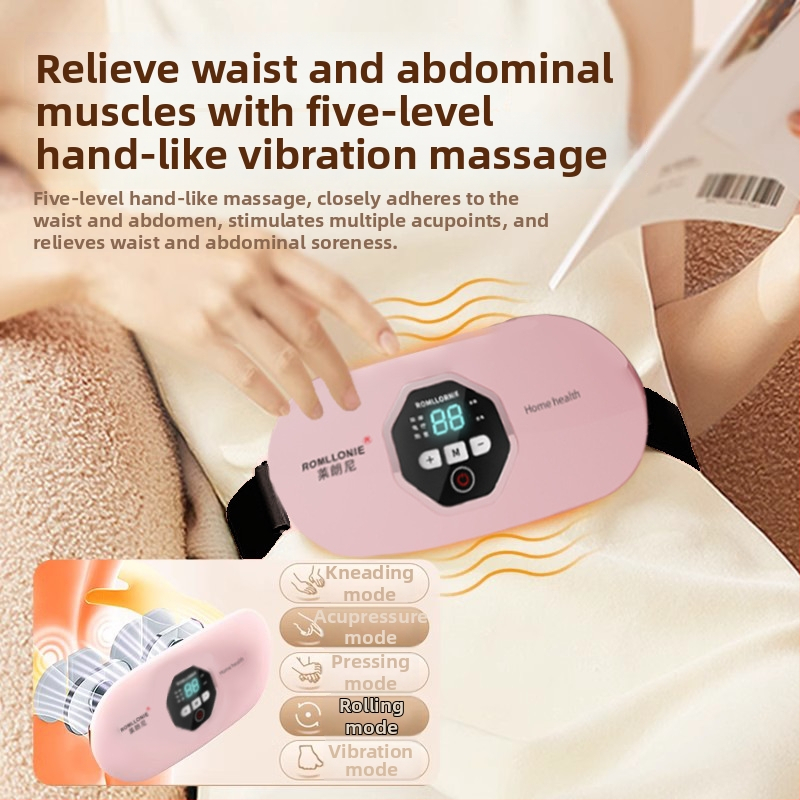 Menstruacijų palengvėjimo šildantis juosmens diržas su vibracija ir karštu kompresu, USB maitinimas, mechaninis valdymas, iki 4 masažo galvų