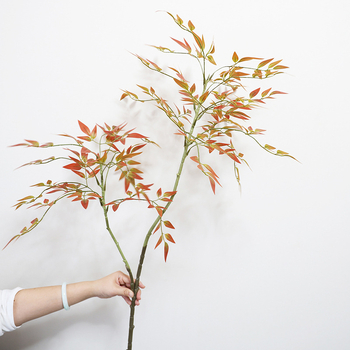 Mākslīgā Nandina (Heavenly Bamboo) lapu augu iekšējai dekorācijai, plastmasa, daļēji mehāniska un daļēji manuāla ražošana, veids: Bambuss, Zīmols Jia Yi