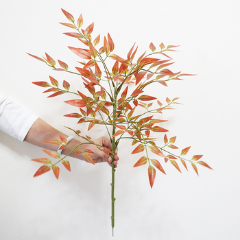 Mākslīgā Nandina (Heavenly Bamboo) lapu augu iekšējai dekorācijai, plastmasa, daļēji mehāniska un daļēji manuāla ražošana, veids: Bambuss, Zīmols Jia Yi