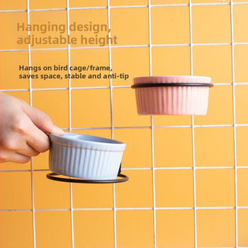 Mini pakabinama keraminė lesyklėlė hamsteriams ir mažiems naminiams gyvūnėliams, keraminė lėkštė ant geležinio stovo, apsauga nuo apvertimo, prekinis ženklas Shuo ni