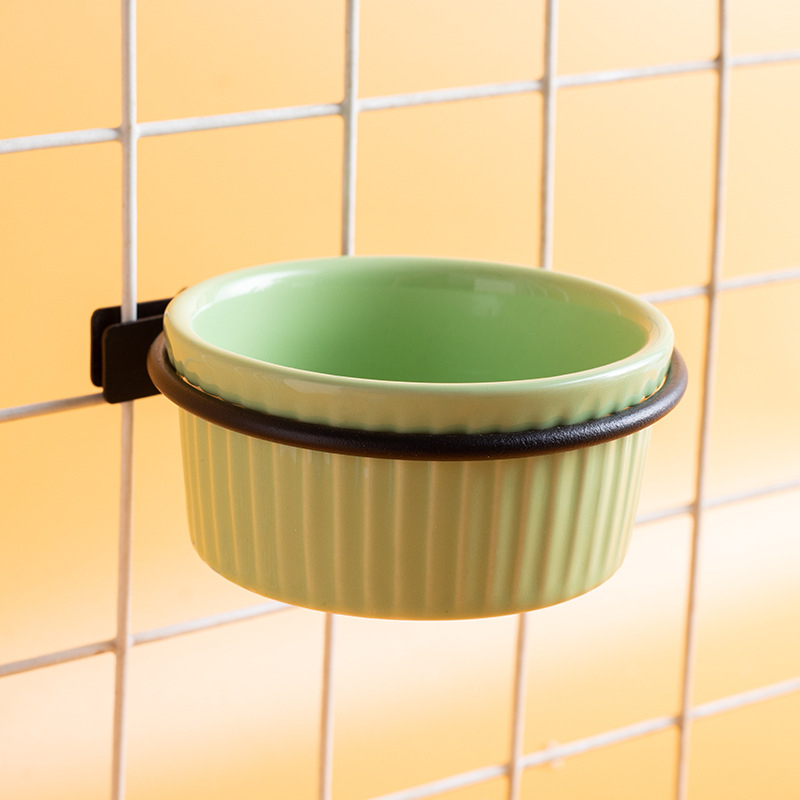 Mini pakabinama keraminė lesyklėlė hamsteriams ir mažiems naminiams gyvūnėliams, keraminė lėkštė ant geležinio stovo, apsauga nuo apvertimo, prekinis ženklas Shuo ni