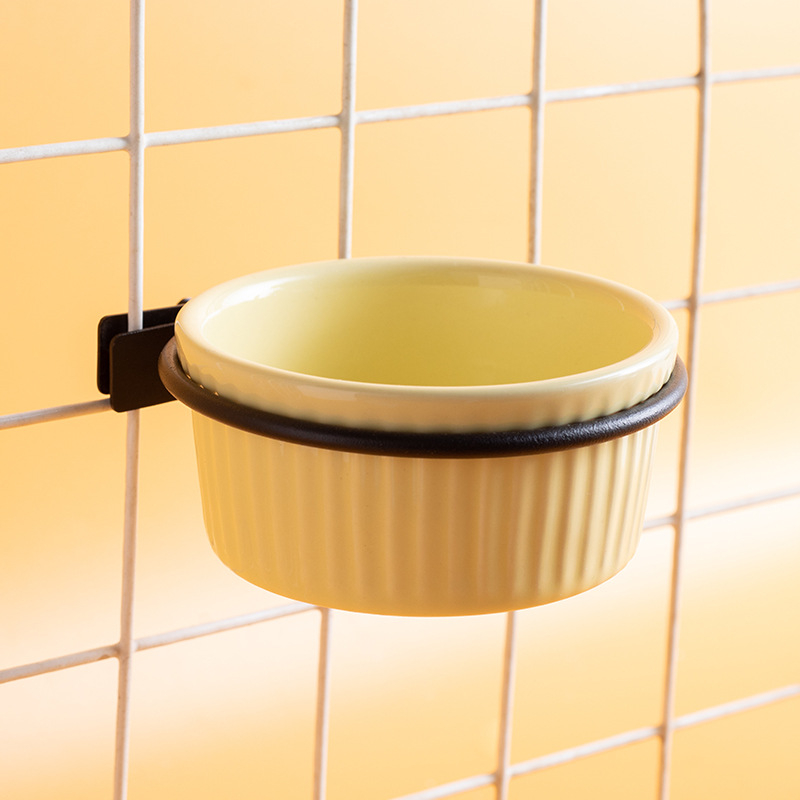 Mini pakabinama keraminė lesyklėlė hamsteriams ir mažiems naminiams gyvūnėliams, keraminė lėkštė ant geležinio stovo, apsauga nuo apvertimo, prekinis ženklas Shuo ni