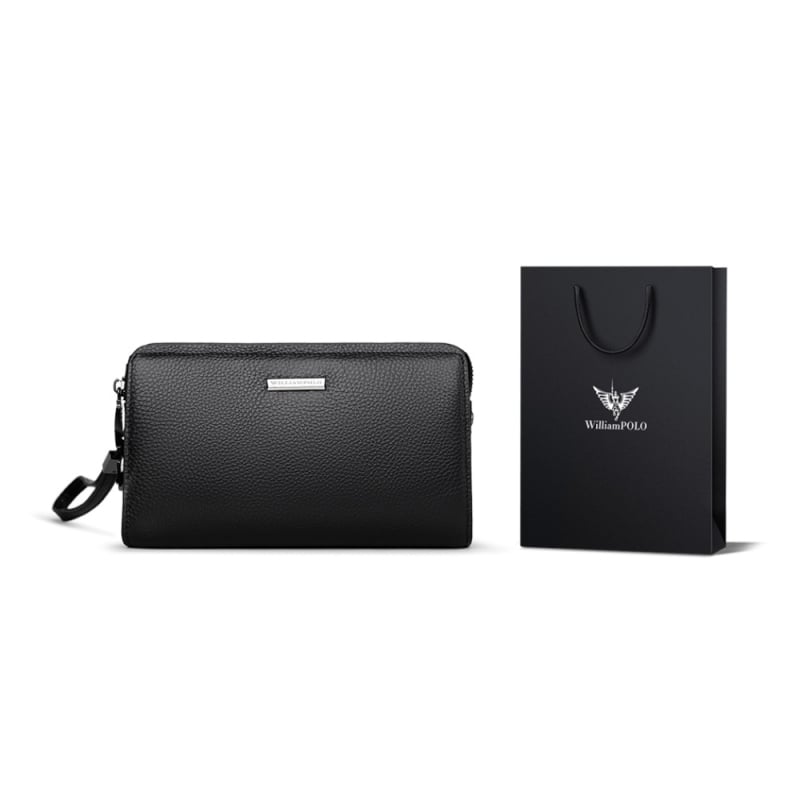 Férfi clutch táska - valódi bőr, jelszavas zár a lopás ellen, első réteg marhabőr, üzleti út stílus, nagy kapacitás