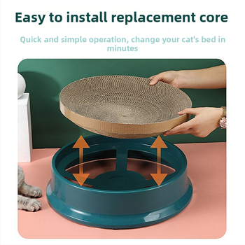 Apaļš kaķu skrāpētājs no gofrētā papīra ar nomaināmu kodolu, vienkāršs stils, iepakojums 50 gab.