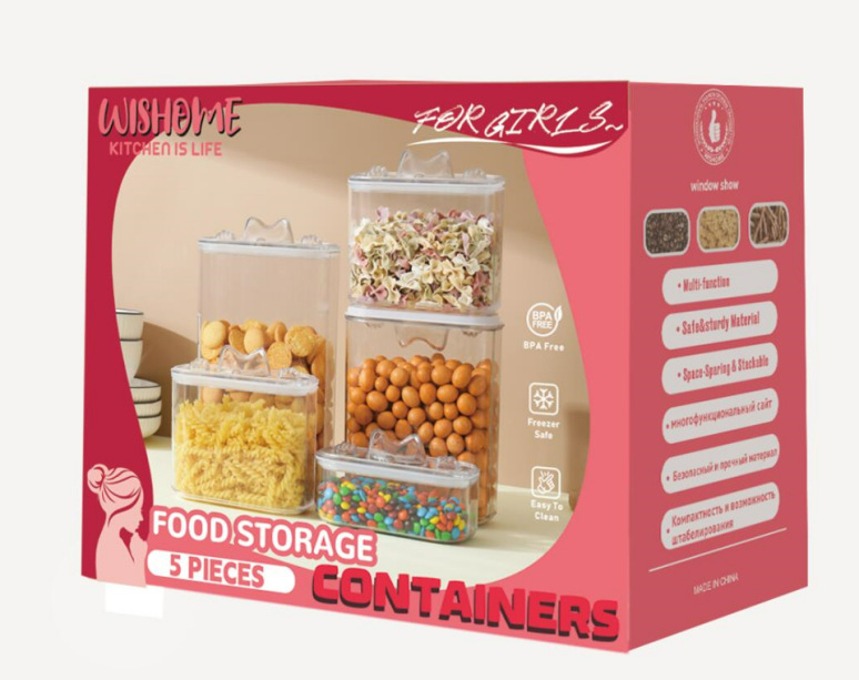 PET пластмасова кутия за храна за кучета и котки – запечатана, прозрачна, за домашна употреба, обем 1–2 л