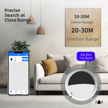 Apskrito Bluetooth naminių gyvūnėlių sekiklis, modelis YU-18, suderinamas su iOS, Bluetooth sąsaja, baterijos talpa 240, dvipusis įspėjimas