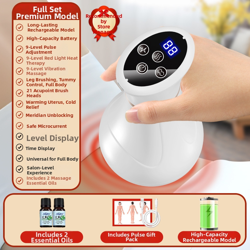 Elektrinė meridijonų masažo šepetėlis visam kūnui, USB maitinimas, mygtuko valdymas, modelis Y6108, 3 greičiai, 38–40°C temperatūra, plastmasinis korpusas